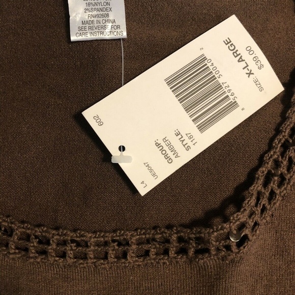 LUCIANO DANTE Cap Hand Knit Sleeve Brown Top XL - Picture 4 of 6